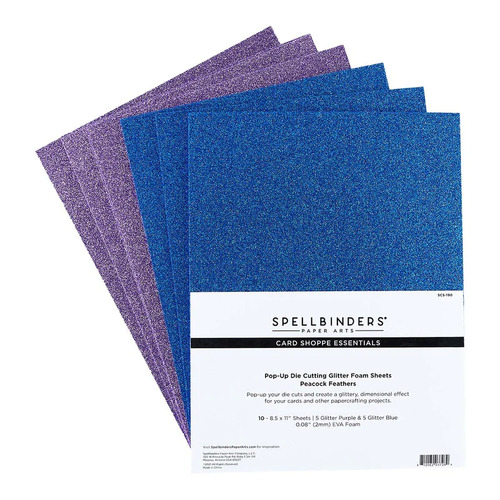 Spellbinders Peacock Feathers Pop-Up Die Cutting Glitter Foam Sheets