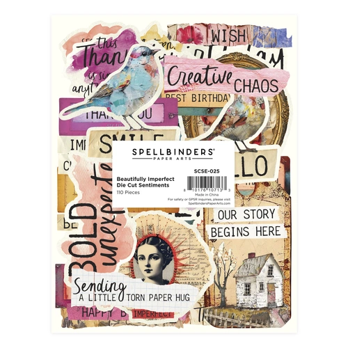 Spellbinders Beautifully Imperfect Die Cut Sentiments - 110 pc