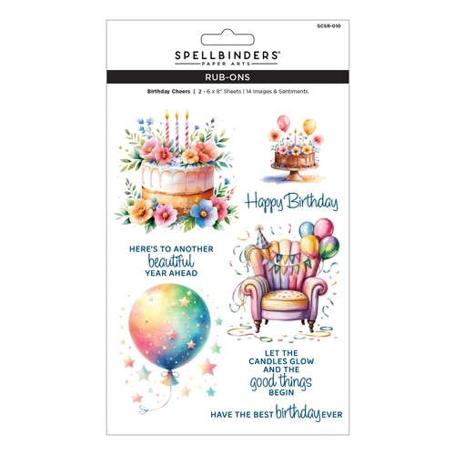 Spellbinders Birthday Cheers Rub-Ons from the Snack Goals Collection