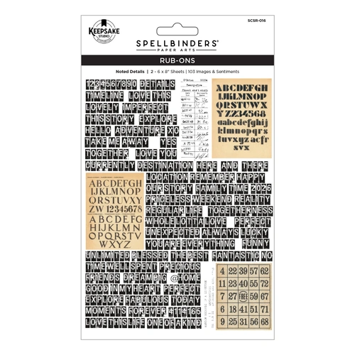 Spellbinders Noted Details Rub-ons from the Turn the Page Collection by Esther Glas