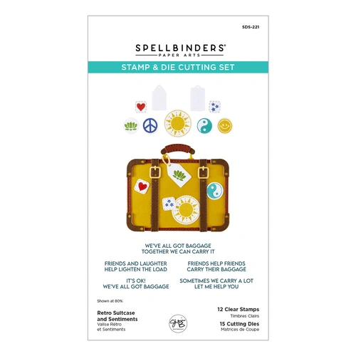 Spellbinders Retro Suitcase and Sentiments Stamp & Die Set from the We All Have Baggage Collection by Sheri Ballantyne