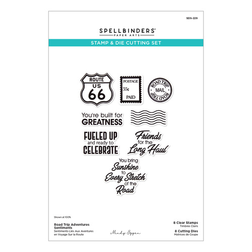 Spellbinders Road Trip Adventures Sentiments Stamp & Die Set from the Classic Road Legends 2.0 Collection by Mindy Eggen