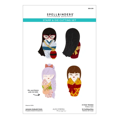 Spellbinders Autumn Kokeshi Dolls Stamp & Die Set from the Autumn in Kyoto Collection by Alex Syberia