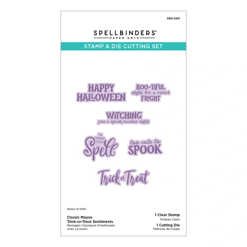 Spellbinders Classic Mouse Trick-or-Treat Sentiments Stamp & Die Set from the Classic Mouse Costume Party Collection 