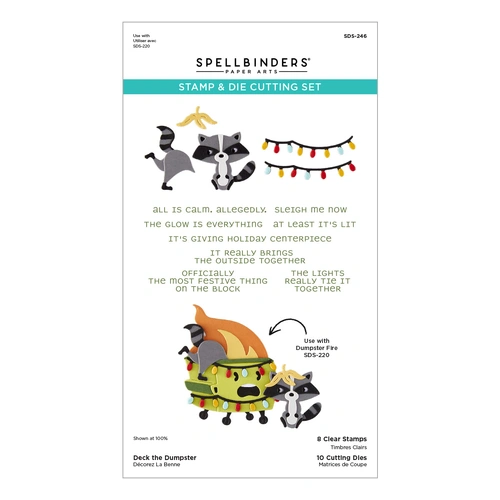 Spellbinders Deck the Dumpster Stamp & Die Set from the Merry Mayhem Collection