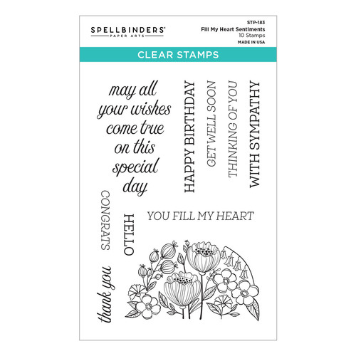 Spellbinders Fill My Heart Sentiments Clear Stamp Set
