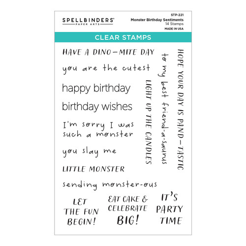 Spellbinders Monster Birthday Sentiments Clear Stamp Set