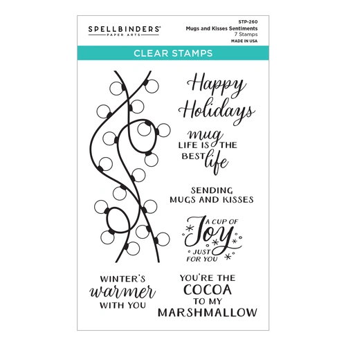 Spellbinders Mugs and Kisses Sentiments Clear Stamp Set from the Mugs & Kisses Collection