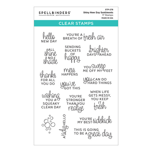 Spellbinders Shiny New Day Sentiments Clear Stamp Set from the Shiny New Day Collection