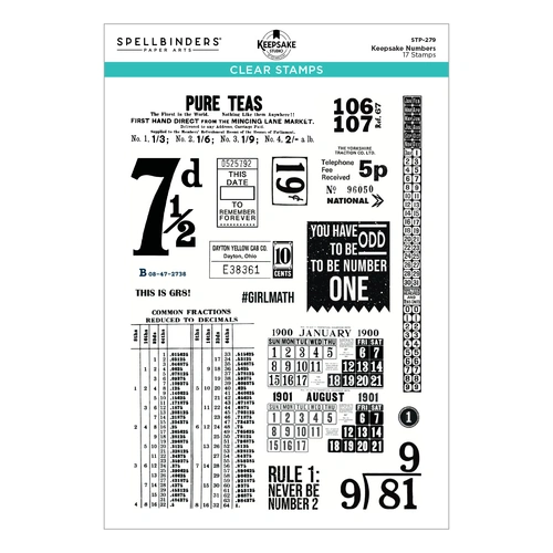 Spellbinders Keepsake Numbers Clear Stamp Set from the Turn the Page Collection by Esther Glas