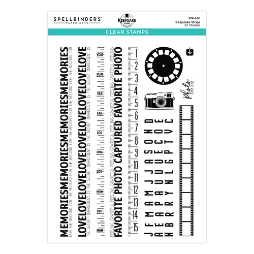 Spellbinders Keepsake Strips Clear Stamp Set from the Turn the Page Collection by Esther Glas