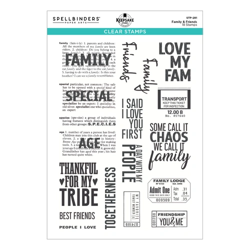 Spellbinders Family & Friends Clear Stamp Set from the Turn the Page Collection by Esther Glas