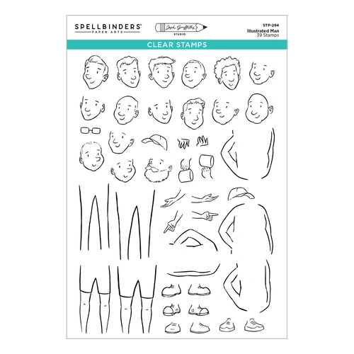 Spellbinders Illustrated Man Clear Stamp Set from the Storybook Illustrations Collection by Josh Griffiths Studio