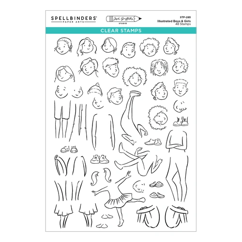Spellbinders Illustrated Boys & Girls Clear Stamp Set from the Storybook Illustrations Collection by Josh Griffiths Studio