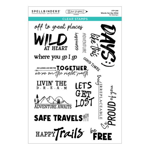 Spellbinders Words for the Wild Clear Stamp Set from the Storybook Illustrations Collection by Josh Griffiths Studio