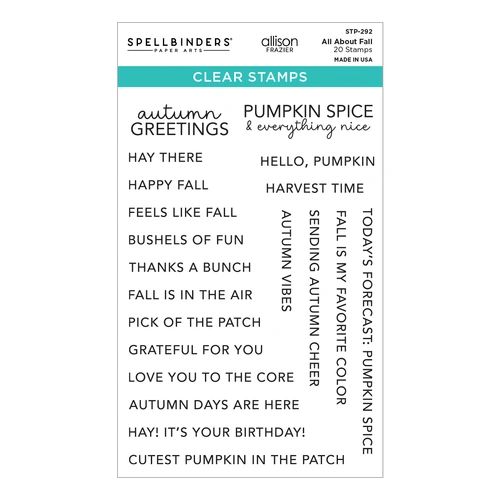 Spellbinders All About Fall Clear Stamp Set from the Fall Adventures Collection by Allison Frazier