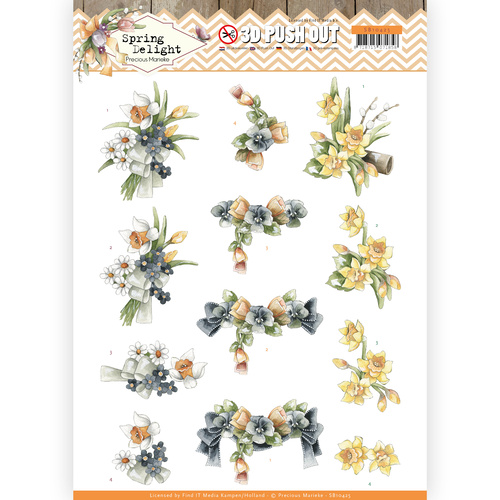 Find It Trading Spring Delight 3D Pushout Decoupage Sheet Violets and Daffodils
