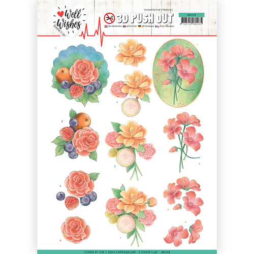 Find It Trading Well Wishes 3D Pushout Decoupage Sheet A Bunch of Flowers