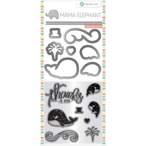 Mama Elephant Stamp & Die Set Whale Thanks