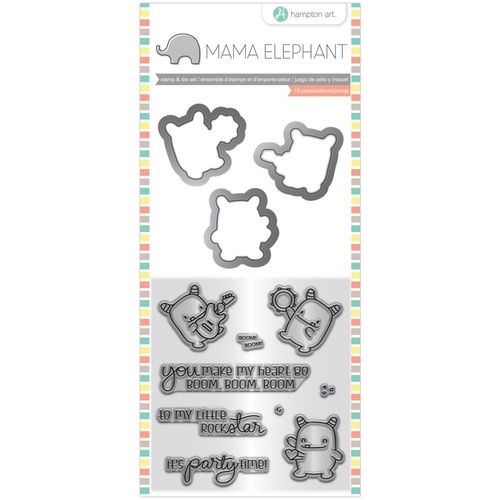 Mama Elephant Stamp & Die Set Rock Monster