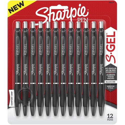 Sharpie S-Gel 0.7mm Medium Point Black Pen 12pk