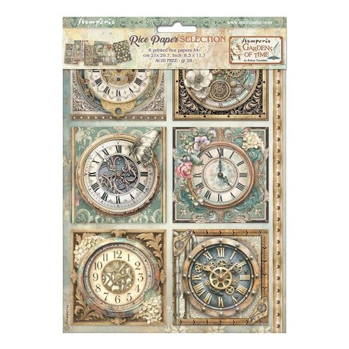 Stamperia Gardens of Time - Rice Paper A4 6pk