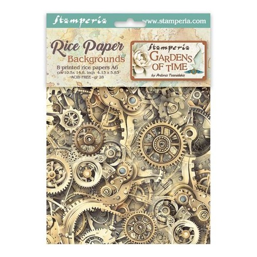 Stamperia Gardens of Time - Rice Paper Backgrounds A6 8pk