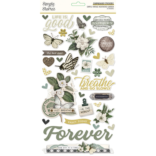 Simple Stories Simple Vintage Weathered Garden Chipboard Stickers