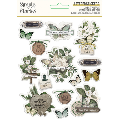 Simple Stories Simple Vintage Weathered Garden Layered Stickers