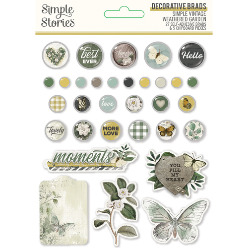 Simple Stories Simple Vintage Weathered Garden Decorative Brads