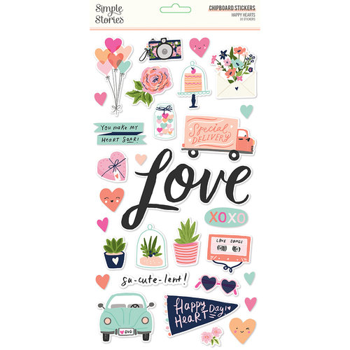 Simple Stories Happy Hearts Chipboard Stickers