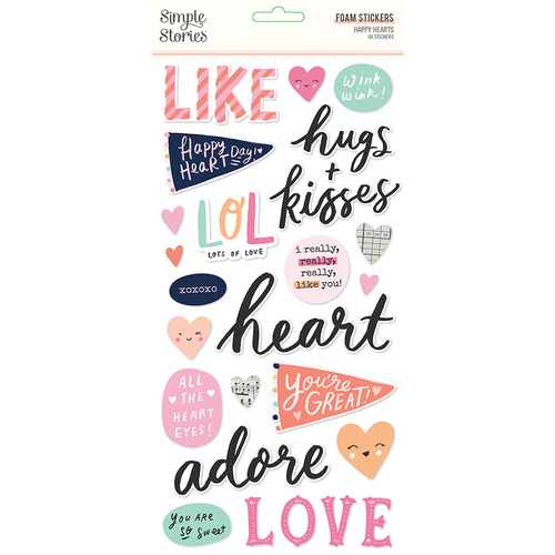 Simple Stories Happy Hearts Foam Stickers