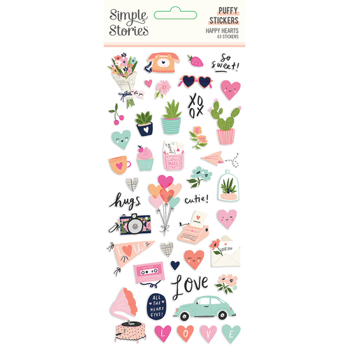 Simple Stories Happy Hearts Puffy Stickers