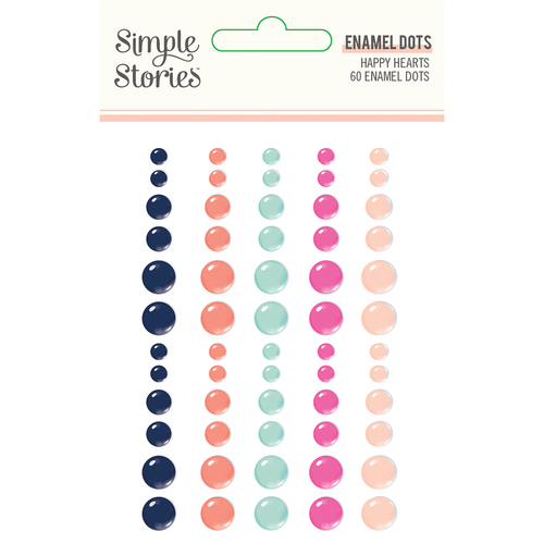 Simple Stories Happy Hearts Adhesive Enamel Dots Embellishments