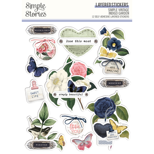 Simple Stories Simple Vintage Indigo Garden Layered Stickers