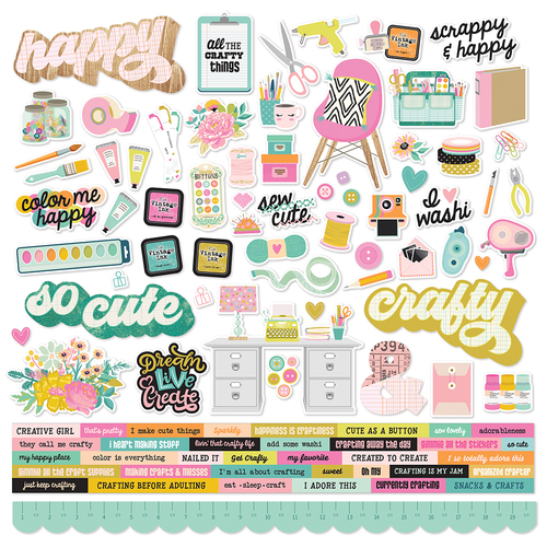 Simple Stories Let's Get Crafty Combo Cardstock Stickers