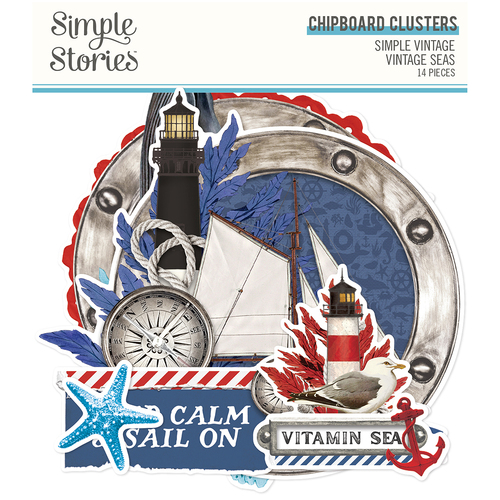 Simple Stories Simple Vintage Vintage Seas Chipboard Clusters