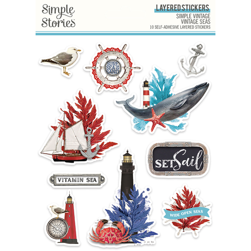 Simple Stories Simple Vintage Vintage Seas Layered Stickers