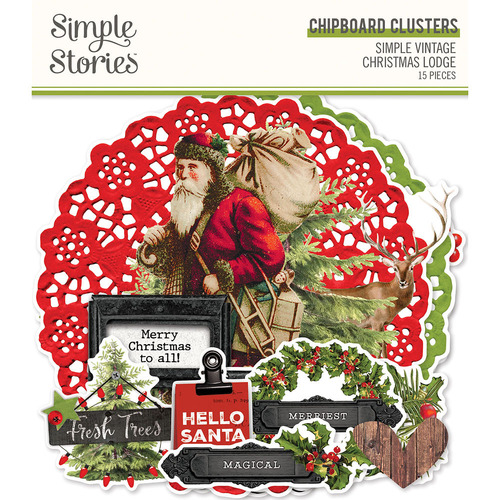 Simple Stories Simple Vintage Christmas Lodge Chipboard Clusters