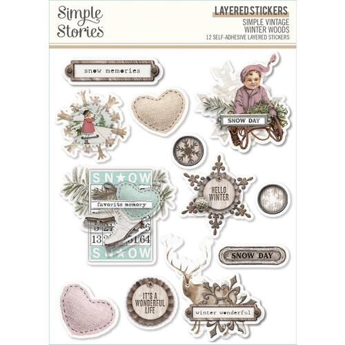 Simple Stories Simple Vintage Winter Woods Layered Stickers
