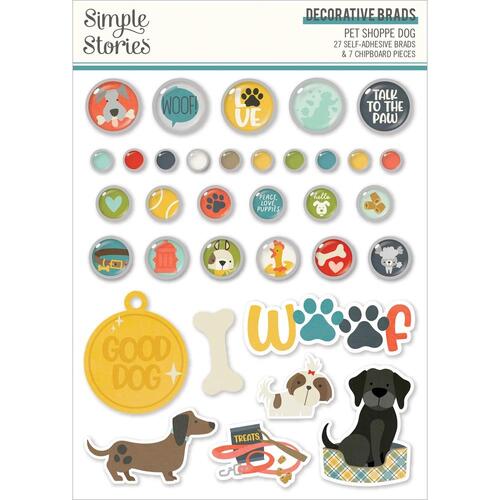 Simple Stories Pet Shoppe Dog Decorative Brads