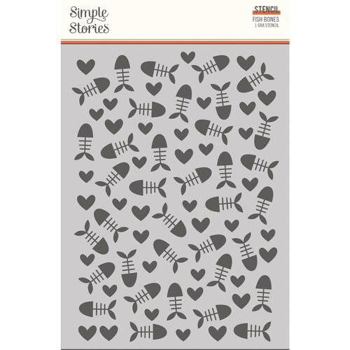 Simple Stories Pet Shoppe Cat Fish Bones Stencil