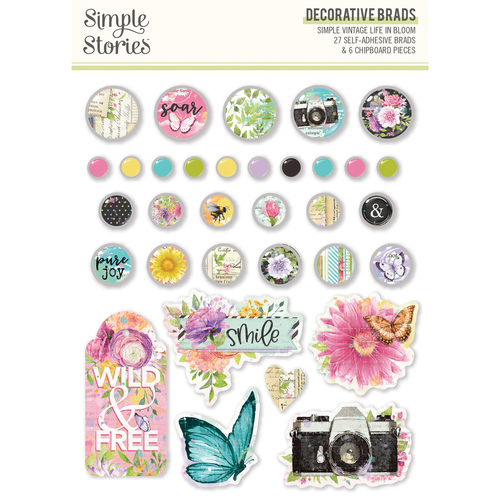 Simple Stories Simple Vintage Life in Bloom Decorative Brads