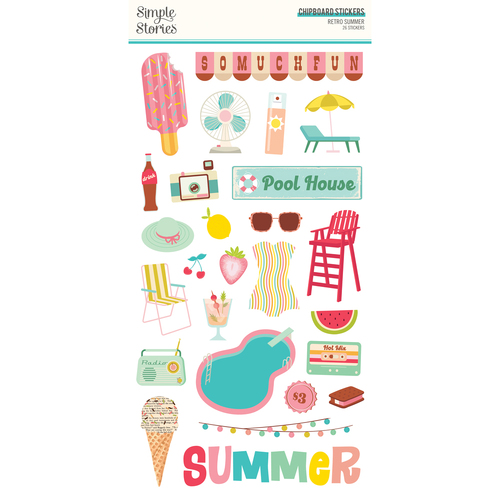 Simple Stories Retro Summer Chipboard Stickers