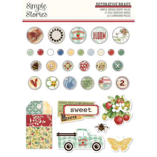 Simple Stories Simple Vintage Berry Fields Decorative Brads