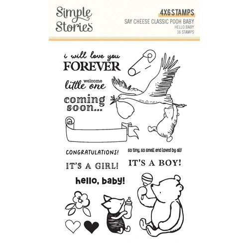 Simple Stories Say Cheese Classic Pooh Baby Hello Baby Clear Stamp Set