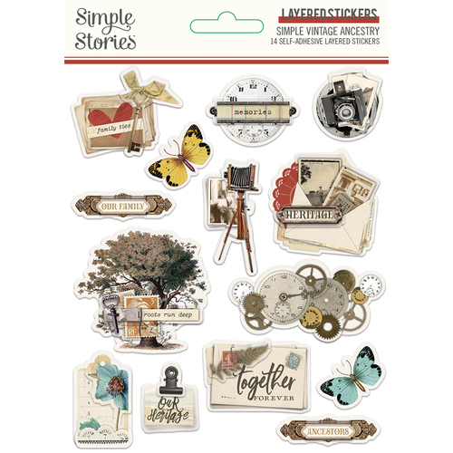 Simple Stories Simple Vintage Ancestry Layered Stickers
