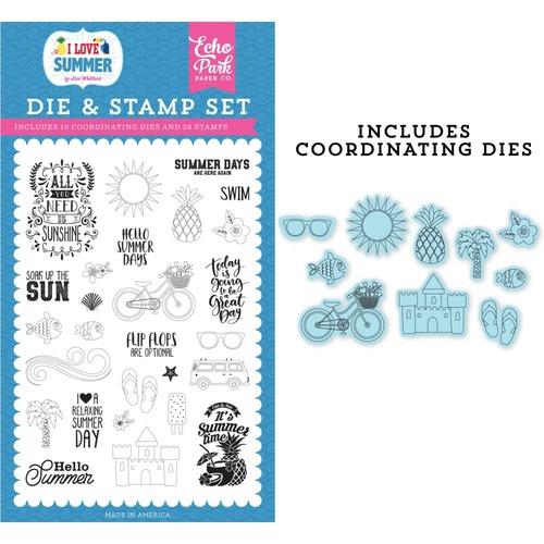Echo Park I Love Summer Stamp & Die Combo Set It's Summer Time