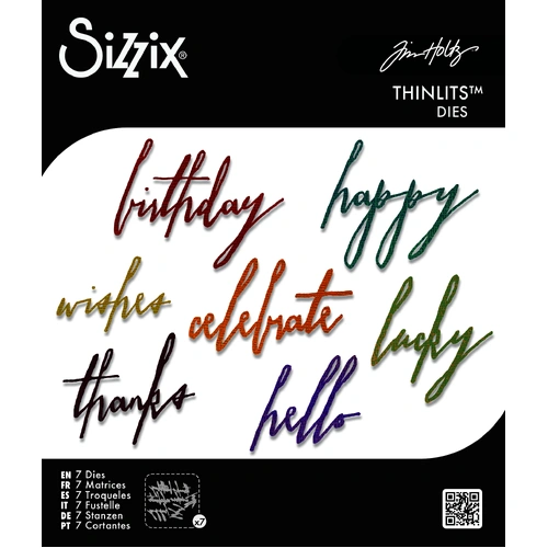 Sizzix Thinlits Die Handwritten Celebrate by Tim Holtz