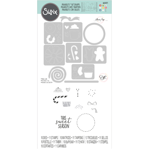 Sizzix Dessert Treats Framelits Die Set with Stamps